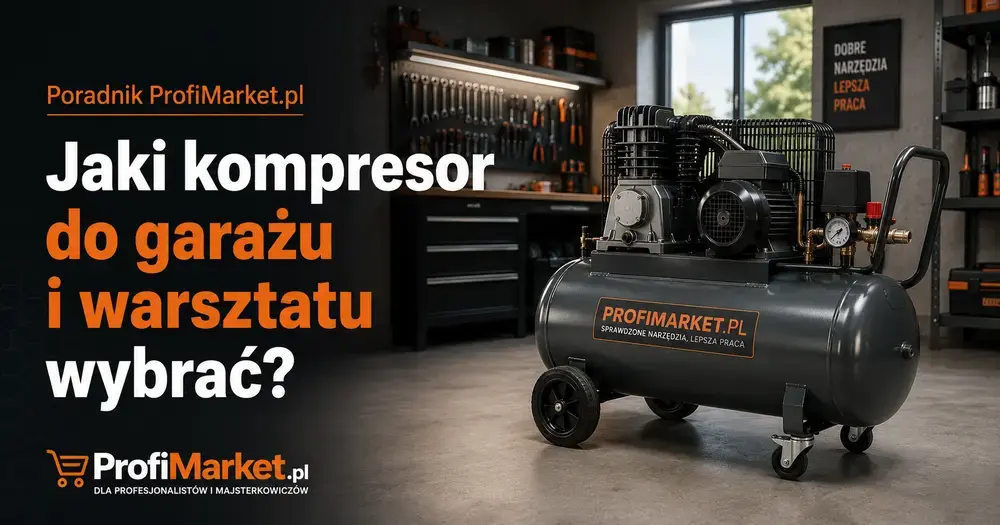 Kompresor do garażu i warsztatu w jasnym stanowisku roboczym