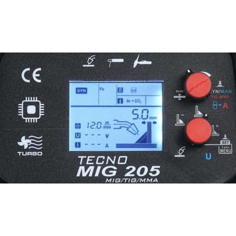 TECNOMIG 205 LCD MIG/TIG/MMA SYNERGIC półautomat inwertorowy Ideal