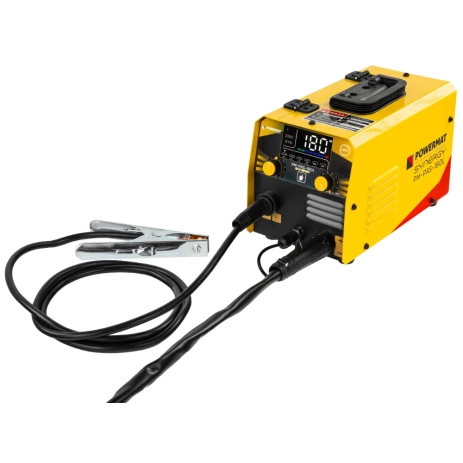 PM-PAS-180L migomat inwertorowy synergiczny FLUX MMA TIG 180A Powermat - spawarka z podłączonymi uchwytami PM-PAS-180L migomat inwertorowy synergiczny FLUX MMA TIG 180A Powermat - spawarka z podłączonymi uchwytami