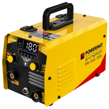 PM-PAS-180L migomat inwertorowy synergiczny FLUX MMA TIG 180A Powermat PM-PAS-180L migomat inwertorowy synergiczny FLUX MMA TIG 180A Powermat