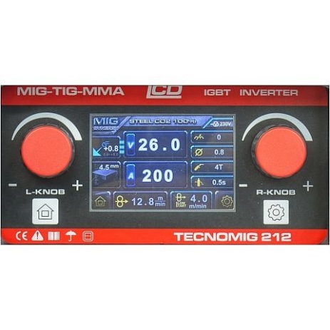 TECNOMIG 212 LCD MIG/TIG/MMA SYNERGIC VRD ALU półautomat inwertorowy Ideal